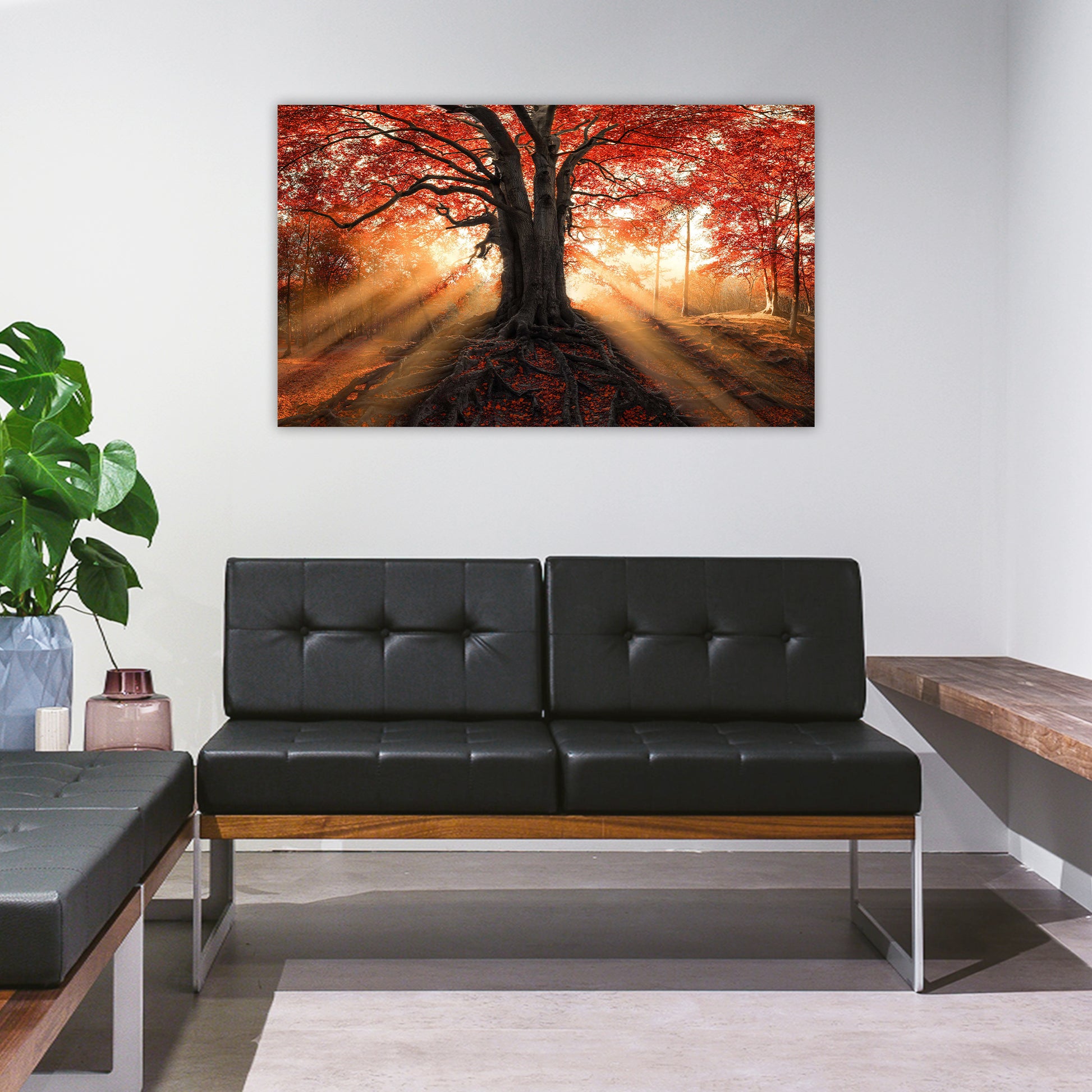 Fall Sunset Tree Glass Wall Art 60"x36" - Expo Home Decor