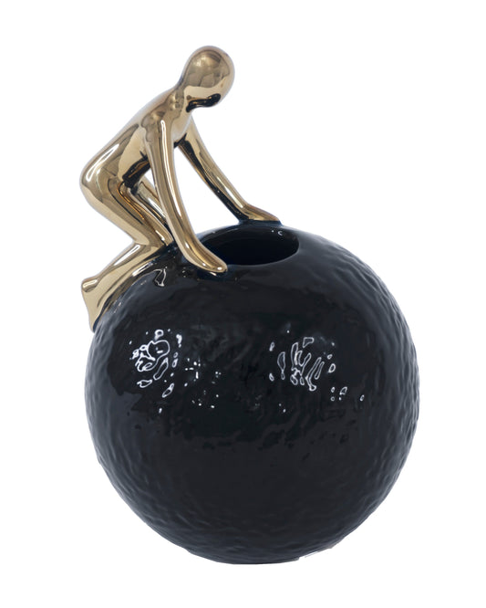 Man Crawling on Ball Sculpture - Expo Home Decor